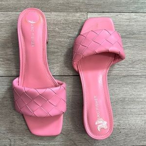 Marc Fishes baby pink small chunky heel sandal